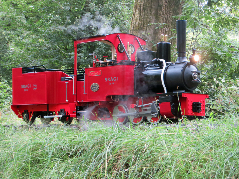 My restyled Feldbahn model steam engine on the track at Wherwell20