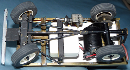 The chassis of the 1/25th scale radio controlled Land Rover