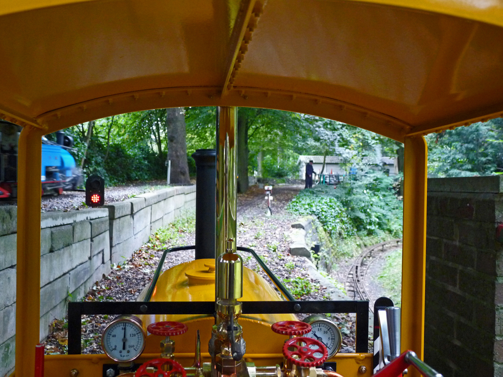 A drivers eye view from the cab of the Stafford steam engine.