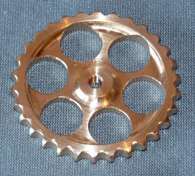 A completed hand wheel for a model steam engine manifold valve